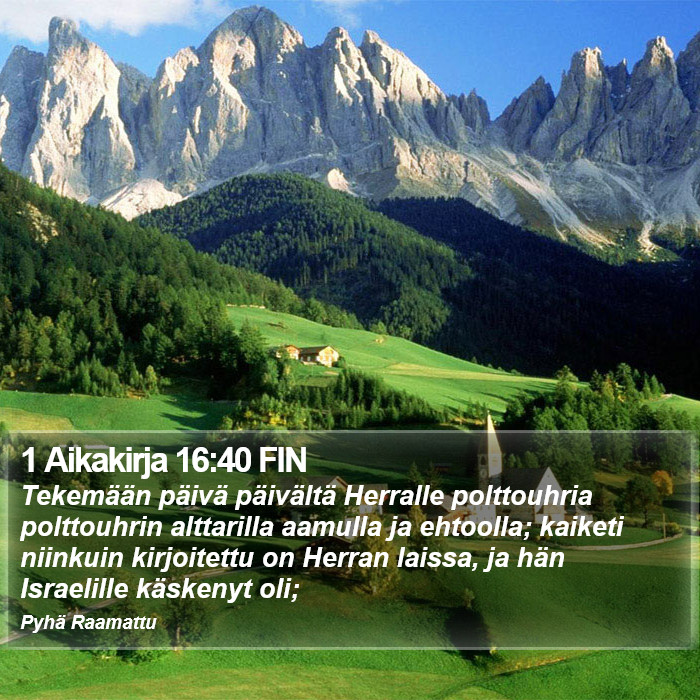 1 Aikakirja 16:40 FIN Bible Study