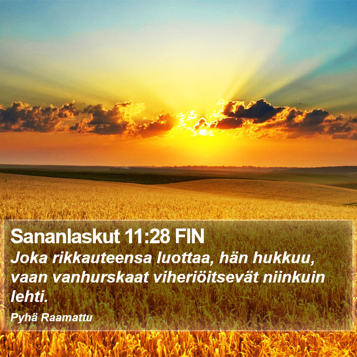 Sananlaskut 11:28 FIN Bible Study