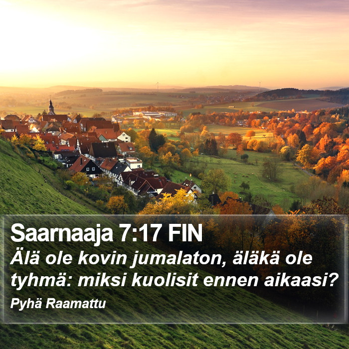 Saarnaaja 7:17 FIN Bible Study