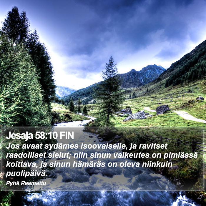 Jesaja 58:10 FIN Bible Study
