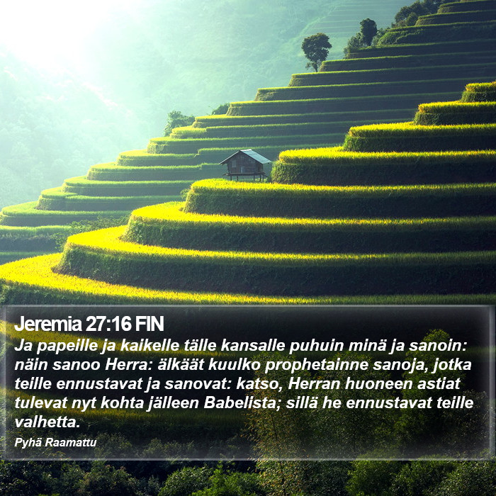 Jeremia 27:16 FIN Bible Study