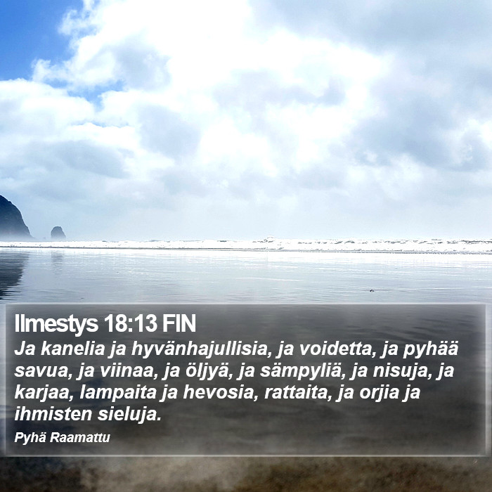 Ilmestys 18:13 FIN Bible Study